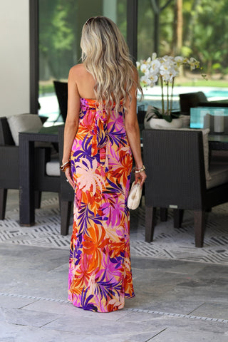 Tropical Coral Maxi Dress - Simply Me Boutique