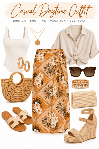 Tropical Hibiscus Floral Wrap Skirt - Simply Me Boutique