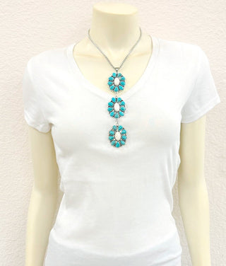 Turquoise Blooms Long Pendant Necklace - Simply Me Boutique