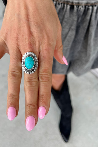 Turquoise Blossom Statement Ring - Simply Me Boutique