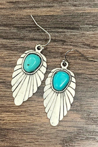 Turquoise Boho Feather Earrings - Simply Me Boutique