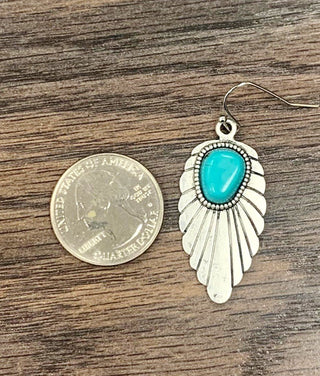 Turquoise Boho Feather Earrings - Simply Me Boutique