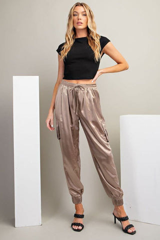 Until I Found You Metallic Satin Cargo Pants - Simply Me Boutique