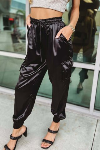 Until I Found You Metallic Satin Cargo Pants - Simply Me Boutique