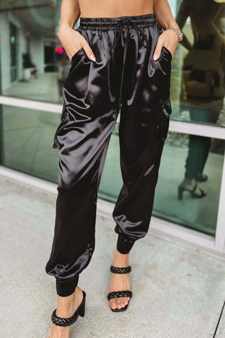 Until I Found You Metallic Satin Cargo Pants - Simply Me Boutique