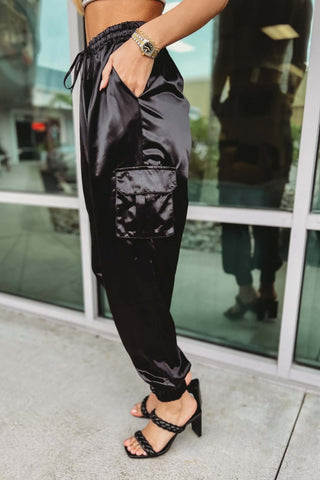 Until I Found You Metallic Satin Cargo Pants - Simply Me Boutique