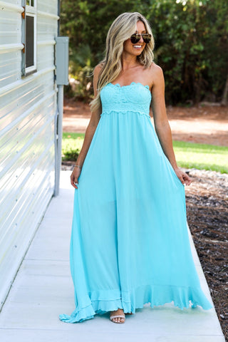 Vacay Dreaming Aqua Maxi Dress - Simply Me Boutique
