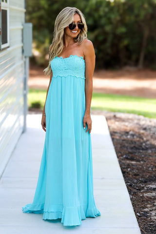 Vacay Dreaming Aqua Maxi Dress - Simply Me Boutique