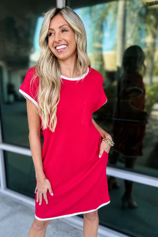 Varsity Chic Red Dress - Simply Me Boutique