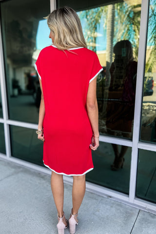 Varsity Chic Red Dress - Simply Me Boutique