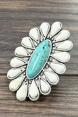 Very Large Turquoise Flower Ring - Simply Me Boutique