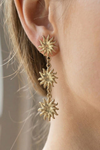 Vintage Metallic Sun Chain Dangle Earrings - Simply Me Boutique