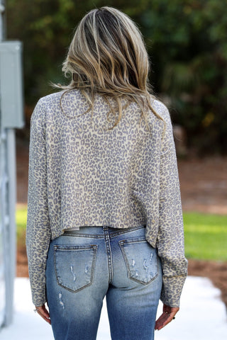 Vintage Oatmeal Leopard Cardigan - Simply Me Boutique