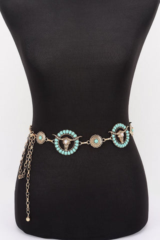 Vintange Chain Belt with Bull Motif - Simply Me Boutique
