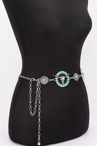 Vintange Chain Belt with Bull Motif - Simply Me Boutique