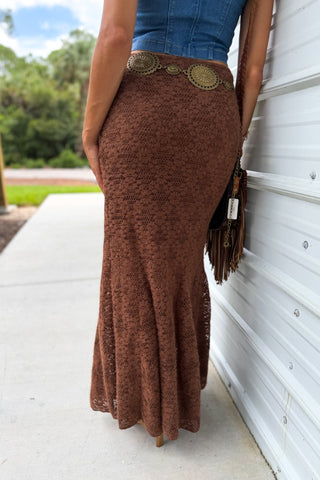 Wandering Muse Brown Lace Skirt - Simply Me Boutique