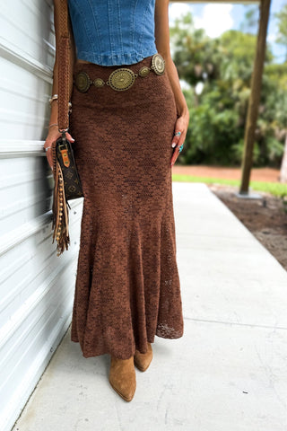 Wandering Muse Brown Lace Skirt - Simply Me Boutique