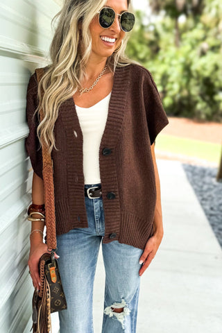 Warm Horizons Brown Cardigan Vest - Simply Me Boutique