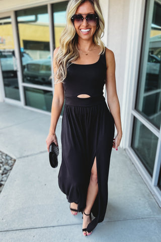 Way Back When BLACK Maxi Dress - Simply Me Boutique