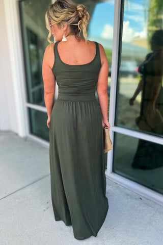 Way Back When Olive Maxi Dress - Simply Me Boutique