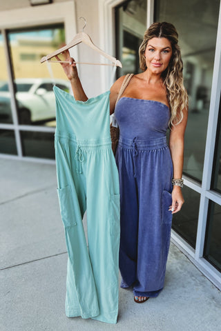 Weekend Stroll Strapless Jumpsuit MORE COLORS - Simply Me Boutique