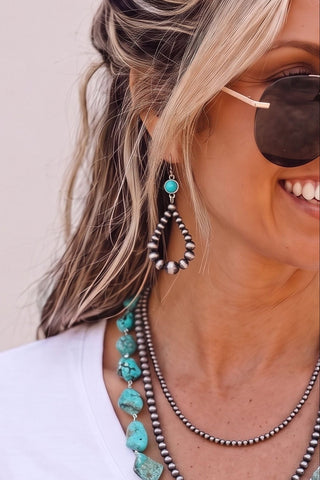 Western Bead Turquoise Earrings - Simply Me Boutique