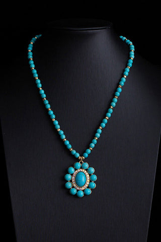 Western Beaded Turquoise Pendant Necklace - Simply Me Boutique