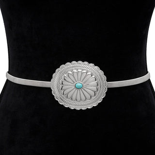 Western Concho Thin Stretchy Belt (Gold or Silver) - Simply Me Boutique
