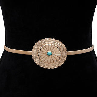 Western Concho Thin Stretchy Belt (Gold or Silver) - Simply Me Boutique
