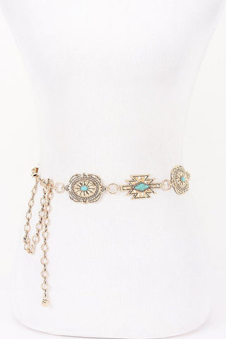 Western Festival Metal Chain Belt (Gold, or Silver) - Simply Me Boutique