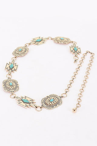 Western Festival Metal Chain Belt (Gold, or Silver) - Simply Me Boutique