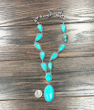 Western Long Pendant Turquoise Necklace - Simply Me Boutique
