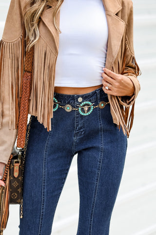 Western Rebel Tan Fringe Suede Moto Jacket - Simply Me Boutique