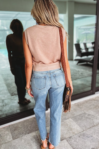 Where it Ends Banded Taupe Crop Top - Simply Me Boutique