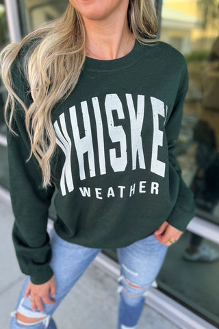 Whiskey Weather GREEN Graphic Sweatshirt - Simply Me Boutique