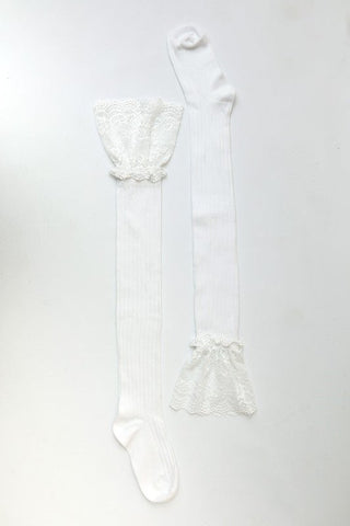White Lace Trimmed Knee - high Socks - Simply Me Boutique