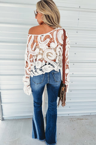 WHITE The Marlowe Lace Crochet Top - Simply Me Boutique