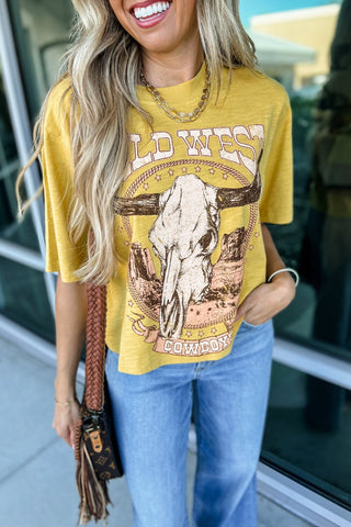 Wild West Longhorn Graphic Crop Tee - Simply Me Boutique