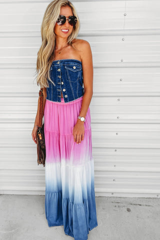 Wildflower Skies Tiered Maxi Skirt - Simply Me Boutique