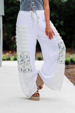 Willow Creek Wide Leg Ruffle Cream Pants - Simply Me Boutique