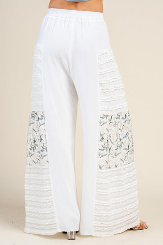 Willow Creek Wide Leg Ruffle Cream Pants - Simply Me Boutique