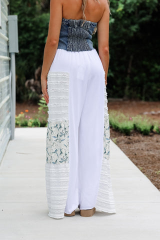 Willow Creek Wide Leg Ruffle Cream Pants - Simply Me Boutique
