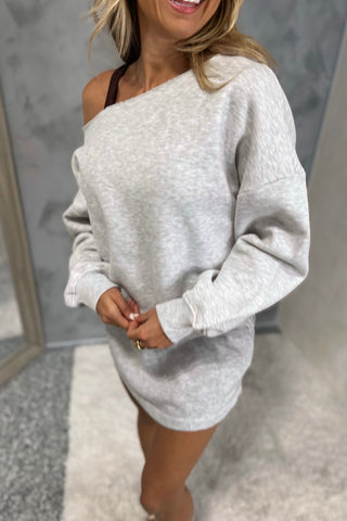 Wind Down Grey Off Shoulder Sweatshirt - Simply Me Boutique