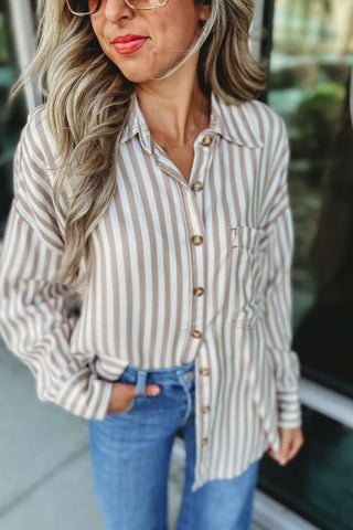 Wish on a Star Striped Button Up Top 2 COLORS! - Simply Me Boutique
