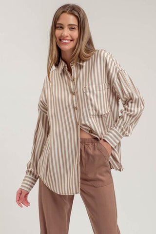 Wish on a Star Striped Button Up Top 2 COLORS! - Simply Me Boutique