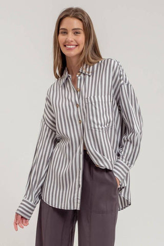 Wish on a Star Striped Button Up Top 2 COLORS! - Simply Me Boutique