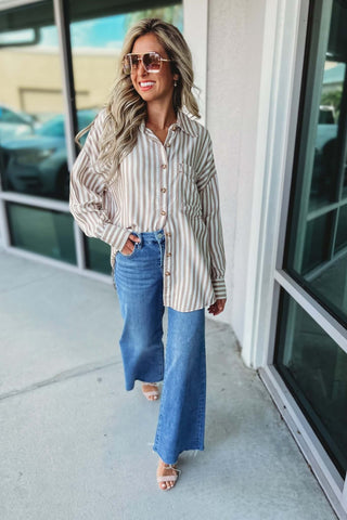 Wish on a Star Striped Button Up Top 2 COLORS! - Simply Me Boutique