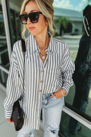 Wish on a Star Striped Button Up Top 2 COLORS! - Simply Me Boutique