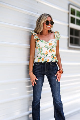Zest for Life Lemon Corset Flutter Top - Simply Me Boutique