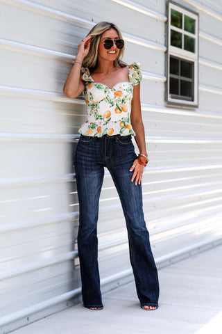 Zest for Life Lemon Corset Flutter Top - Simply Me Boutique